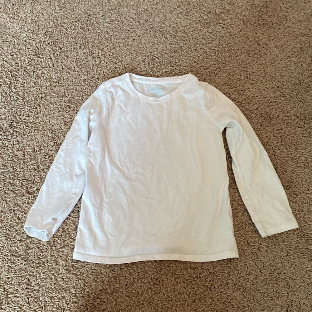 Cat & Jack long sleeve plain solid white shirt 4/5 XS gender neutral